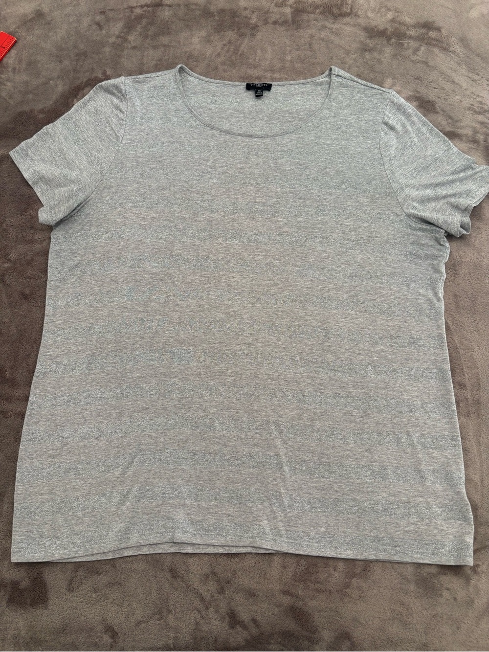 Talbots Heather Gray Short Sleeve Sparkly Crewneck Tee